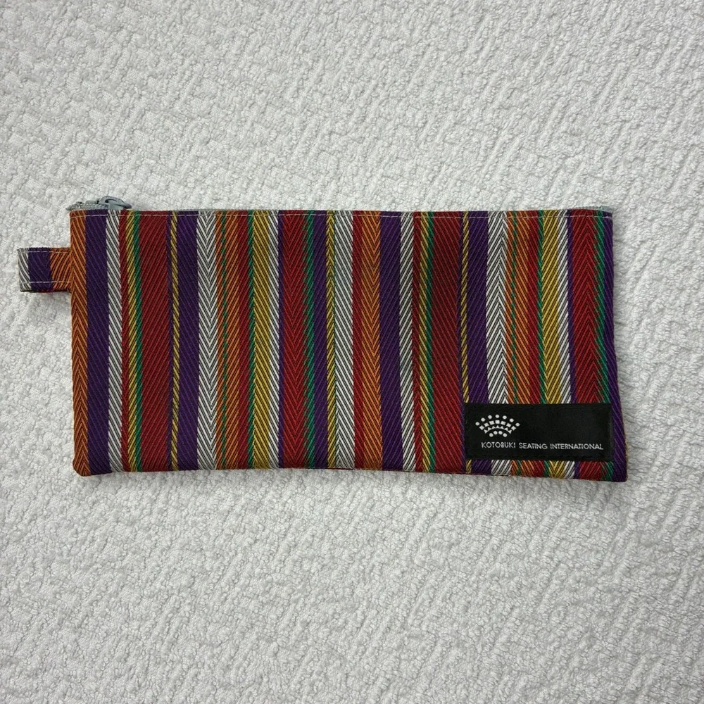 Kotobuki Seating International Striped Woven Zipper Pouch Multi-Color Bag